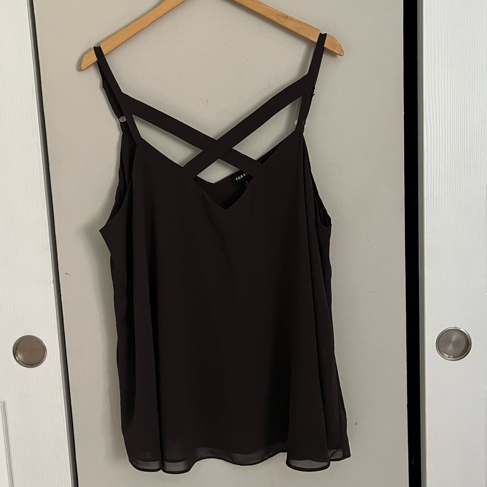 Torrid Cross Front Double Layer Cami Tank Top Gray